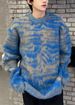 Men's Clothing Lazy Screenshots Casual Blue Striped Round Neck Sweater Men And Women Autumn And Winter Loose Couple Sweater_viptrois.com