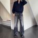 Men's Clothing New Style Flat Replacement Flared Jeans High Street Distressed Cleanfit Casual Trousers_viptrois.com