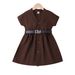 Mother & Kids Children's Clothing Girls Summer Children's Skirt Solid Color Square Stretch Air Plaid Short Sleeved Petticoat With Belt_viptrois.com