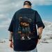 Oversize American Trendy Brand Fat Men's T-Shirts Large Size Loose Bear Print Pure Cotton Short Sleeved T Shirt Half Sleeved Summer Trend Tops_viptrois.com