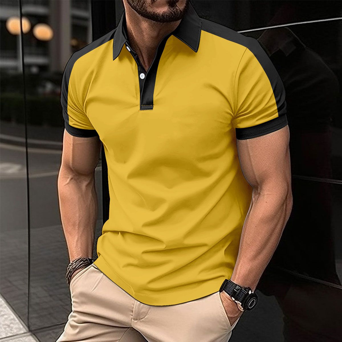 Summer New Men's Popular Solid Color Polo Shirt Short-Sleeved Lapel Casual Street Fashion Breathable T-Shirt_viptrois.com