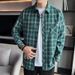 Trendy Plaid Shirt Men's Long Sleeved Loose Casual Jacket Teenagers Men's Top Trendy_viptrois.com