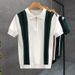 Knitted Ice Silk Zipper Polo Shirt Men's Short Sleeved Summer Thin Style Fashion Contrast Color Design Slim Trend Lapel T Shirt_viptrois.com