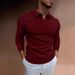 Men's Clothing Autumn Fitness Leisure Stand Up Collar Long Sleeved Vertical Striped V Neck Polo Shirt_viptrois.com