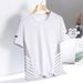 Men's Clothing Ice Silk Short Sleeved T Shirt Thin Casual Loose Large Size Half Sleeved T Shirt Round Neck_viptrois.com