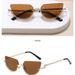 Fashionable Half Frame Cat Eye Metal Sunglasses For Women Ins Internet Celebrity Concave Shape Photo Glasses_viptrois.com