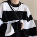 Striped Mohair Sweater Men's Retro High-end Couple Thick Coat_viptrois.com
