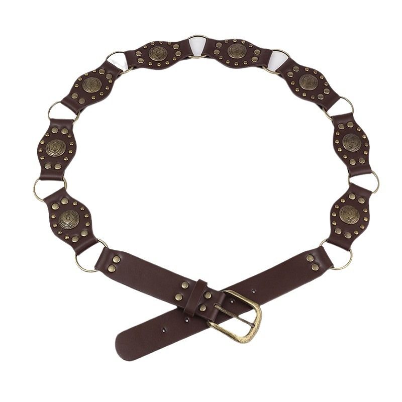 Women's Belts retro exotic metal heavy industry hot girl rivet splicing wide trendy women's clothing with belt_viptrois.com