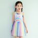 Dopamine Summer Children's Swimsuit Girls Gradient Rainbow Princess Style Swim Skirt Beach Vacation Cute Swimsuit Dress_viptrois.com