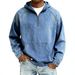 Men's Distressed Zip-Up Hoodie – Heavyweight Faded Denim Sweatshirt With Ripped Details & Oversized Fit_viptrois.com