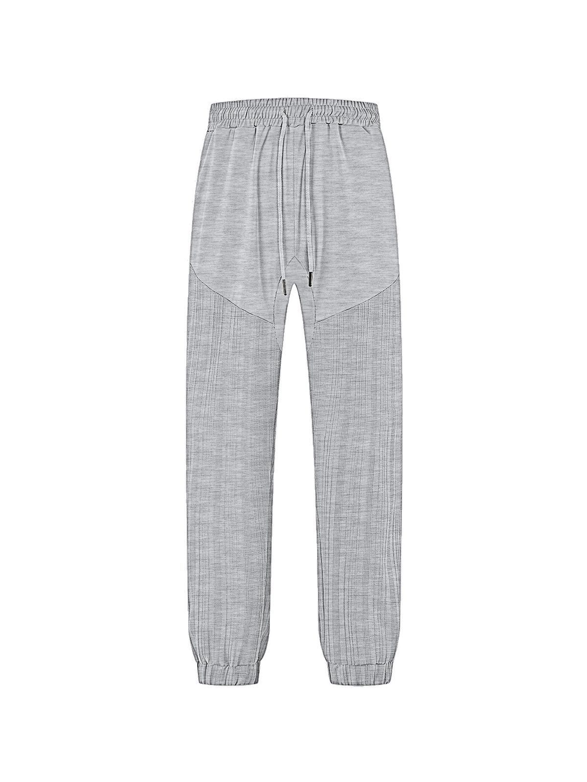 Men's Clothing Casual Trousers Summer Simple Loose Thin Imitation Linen Sports Lace Up Stitching Sweatpants_viptrois.com