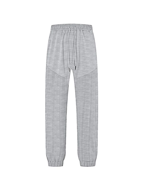 Men's Clothing Casual Trousers Summer Simple Loose Thin Imitation Linen Sports Lace Up Stitching Sweatpants_viptrois.com
