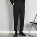 Men's Thick Brushed Woolen Suit Trousers Casual Cropped Straight Leg Autumn Winter Drapey Pants_viptrois.com