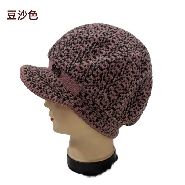 Winter Mom Warm Duckbill Middle-aged And Elderly Fleece-lined Thickened Beret Cold-proof Grandma Fashionable Knitted Hat_viptrois.com