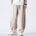 Men's Clothing style summer new cotton and linen wide leg pants men's retro loose large size casual bloomers men's long pants_viptrois.com