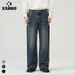 Unisex Vintage Washed Denim Jeans – High Street Relaxed Fit, Straight-Leg & Wide Cuff (S-3XL)_viptrois.com