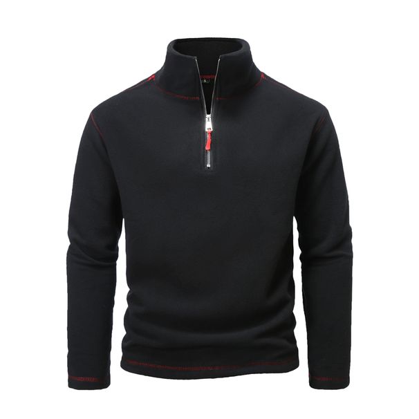 Men's Clothing Fleece Jacket For Men Polar Fleece High Collar Warm Sweater Autumn And Winter Double Sided Fleece Pullover Color Matching Zipper Jacket_viptrois.com