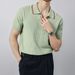 Summer Men's Breathable Polo Shirt – Lightweight & Color-Blocked Knit Top (M-3XL, Moisture-Wicking, Relaxed Fit, Machine Washable)_viptrois.com