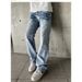 Vintage Washed Cracked Jeans For Men & Women – Relaxed Fit Light Blue Straight Leg High Street Casual Pants_viptrois.com
