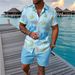 Men's Summer Casual Shirts Jacquard Short Sleeved Cardigans Business Casual Suits_viptrois.com