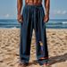 Men's Parrot Print Linen Pants – Loose Fit Casual Trousers With Tropical Bird Design (8 Colors, S-XXXL)_viptrois.com
