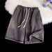 Men's Clothing Men's Summer Denim Shorts Trendy Style Loose Straight Leg Casual Elastic Waist Five Point Pants_viptrois.com