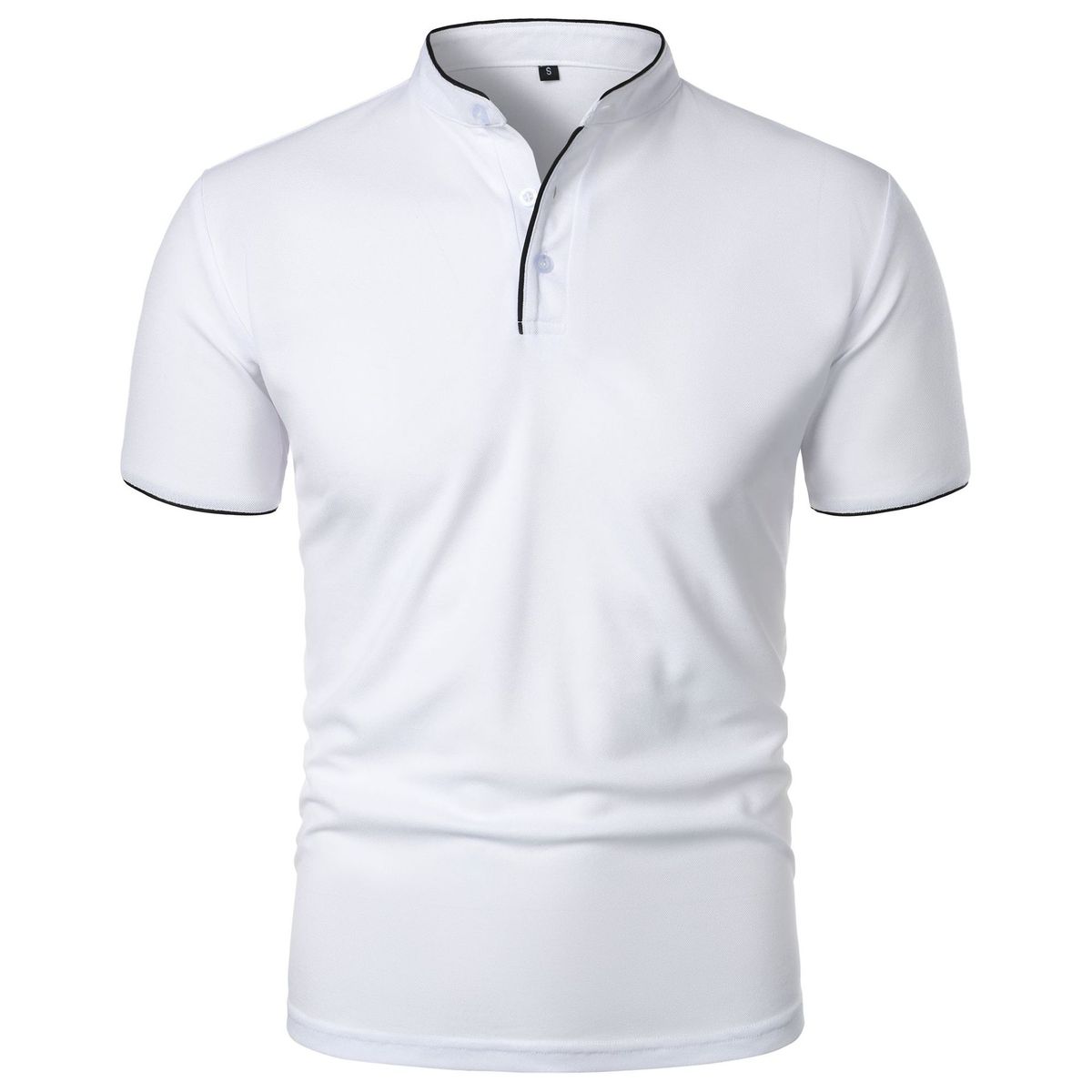 Summer Men's T-Shirt Polo Solid Color Short Sleeve Stand Collar Casual Tees Tops Men Fashion Slim Fit Breathable Lightweight Tshirt_viptrois.com