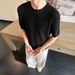Men's Clothing Luxury Summer Knitted Cotton Twisted Yarn Old Money Loose Breathable Round Neck Short Sleeved Knitted Sweater_viptrois.com