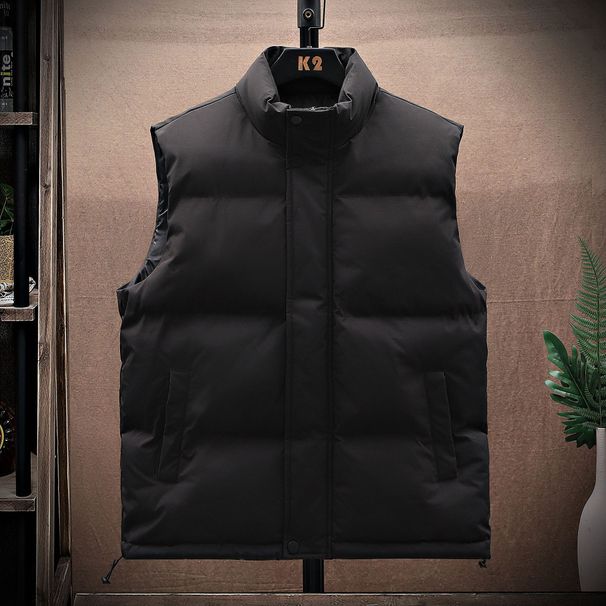 Men's Clothing Cotton Vest Thick Warm Waistcoat Men's Quilted Puffer Vest Winter Warm Sleeveless Jacket Lightweight Casual Outerwear For Cold Weather_viptrois.com