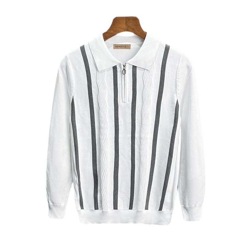 Men's Breathable Color-Block Knit Polo Shirt - Stretch Fit Business Casual Pullover With Contrast Collar (S-5XL)_viptrois.com