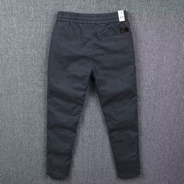 Men's Korean Style Trendy Solid Color Casual Pants Simple Draped Slim Fit Long Trousers for Spring And Autumn_viptrois.com