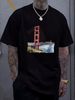 Golden Gate Bridge T Shirt Designer Clothes Casual Unisex Soft Homme Top For Everyday Wear Comfortable Streetwear Versatile Graphic Summer Stylish_viptrois.com