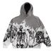 Gothic Skeleton Print Hoodie Unisex Oversized Streetwear Pullover Sweatshirt For Men & Women_viptrois.com