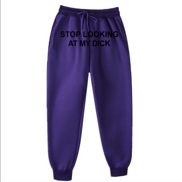 Sports Pants Letter Print Casual Pants Sweatpants Men Drawstring Loose Tapered Front Large Logo Print Trousers_viptrois.com