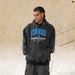 Autumn/Winter Washed American Style Fleece-Lined Text Print Loose Fit Trendy High Street Hoodie_viptrois.com