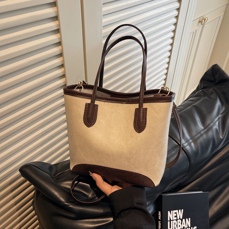 Women's Bucket Bag Fashionable Temperament Commute To Work Travel Bucket Large Capacity Shoulder Bag Crossbody Bag Female_viptrois.com