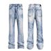 Men's Clothing High-quality Cleanfit Snowflake Pattern Retro Straight Leg Jeans For Men, Autumn Heavy Wash, Ice Blue._viptrois.com