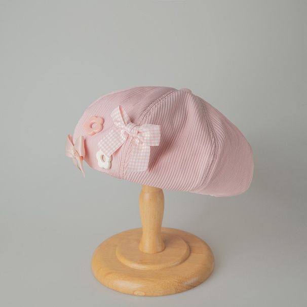 Butterfly Bow Cloud Feel Cream Beret Breathable Face Slimming Cute Large Artist Hat Big Head Circumference Versatile_viptrois.com