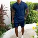 Men's Clothing Short Sleeved Shorts Casual Slim Two Piece Suit_viptrois.com