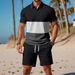 Men's Clothing New Casual Contrast Color Polo Lapel Shirt Short Sleeved Suit_viptrois.com