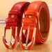 Women's Leather Pin Buckle Belt Fashion Women's 3.0 Thin Belt Candy Color Korean Style Casual Belt_viptrois.com