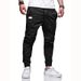 Four Seasons Straight Pants Men's Casual Sports Cotton Tethered Foot Tie Wear-resistant Overalls_viptrois.com