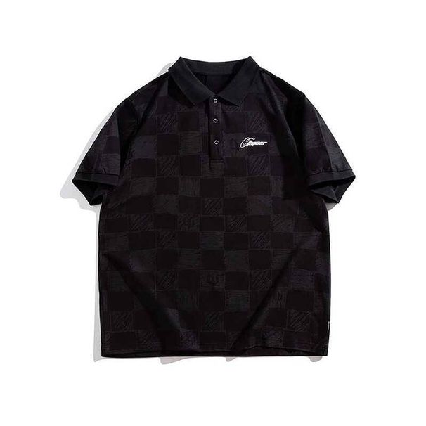 A Plate-sized Man Fills A Short-sleeved Short-sleeved Checkered Polo Shirt With A New Summer Trend. A Fat Man Adds A Plate-sized Top_viptrois.com