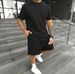 Men's Clothing Summer New Casual Suit Men's Short Sleeved Shorts Suit Solid Color Textured T Shirt Shorts Suit_viptrois.com