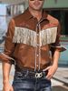 Men's Clothing Men's Western Cowboy Tassel Embroidery Shirt Long Sleeve Casual Cotton Cardigan_viptrois.com