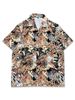 Men's Clothin Trend Brand High End National Trend Creative Hong Kong Style Casual Retro Loose Short Sleeved Shirt Men's Beach Flower Shirt Women_viptrois.com