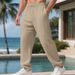 Men’s Jacquard Checkered Casual Pants – Classic Straight-Leg Trousers With Drawstring Waist (95% Polyester, Wrinkle-Free, White/Navy/Army Green)_viptrois.com