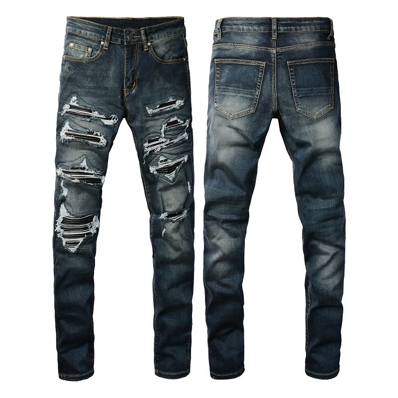 Men's Clothing Slim Fit Ripped Patch Men's Jeans American High Street Men's Casual Pants 1320_viptrois.com
