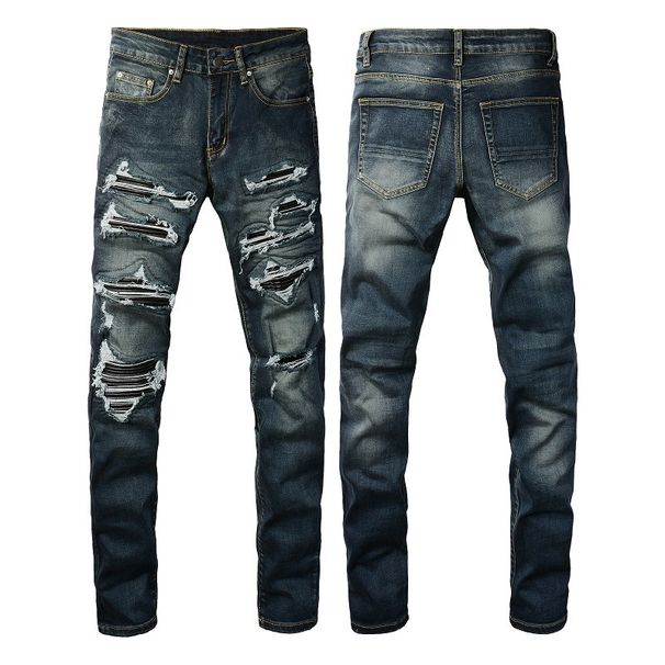 Men's Clothing Slim Fit Ripped Patch Men's Jeans American High Street Men's Casual Pants 1320_viptrois.com