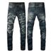 Men's Clothing Slim Fit Ripped Patch Men's Jeans American High Street Men's Casual Pants 1320_viptrois.com